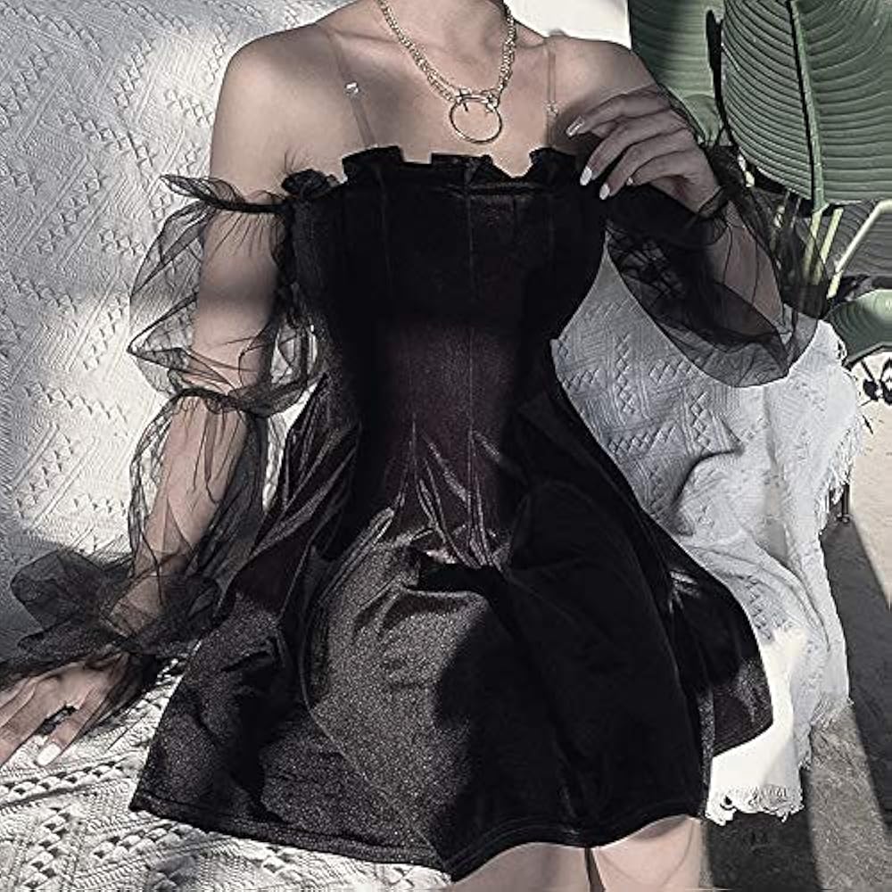 Amazon.com: TSMNZMU Gothic Lolita Mini Dress - Elegant
